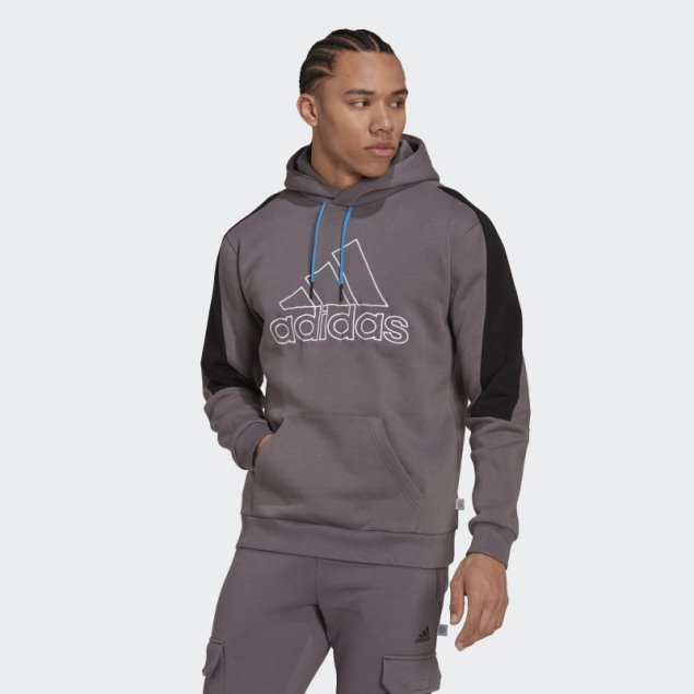 Adidas Sudadera Con Capucha De Forro Polar Con Logo Bordado De Iconos Del Futuro En Gris Trace
