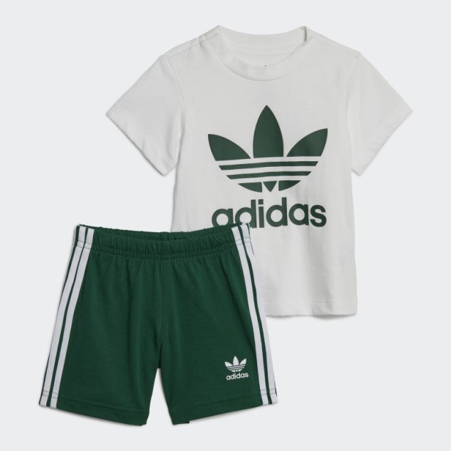 Conjunto Camiseta Trefoil Shorts Verde Oscuro Adidas