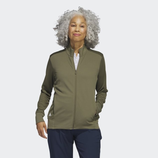 Chaqueta Texturizada Con Cremallera Completa Verde Oliva Adidas