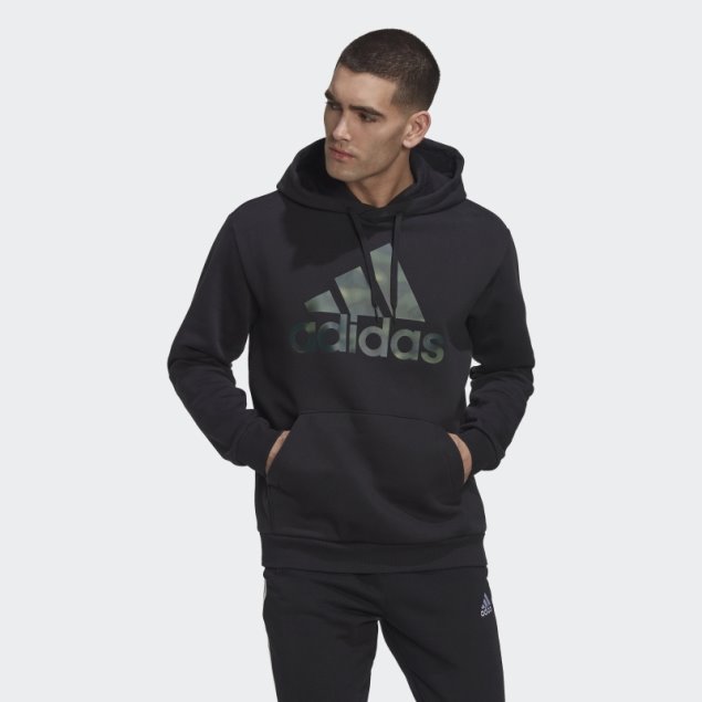 Sudadera Con Capucha De Felpa Francesa Con Estampado De Camuflaje Essentials De Adidas En Negro