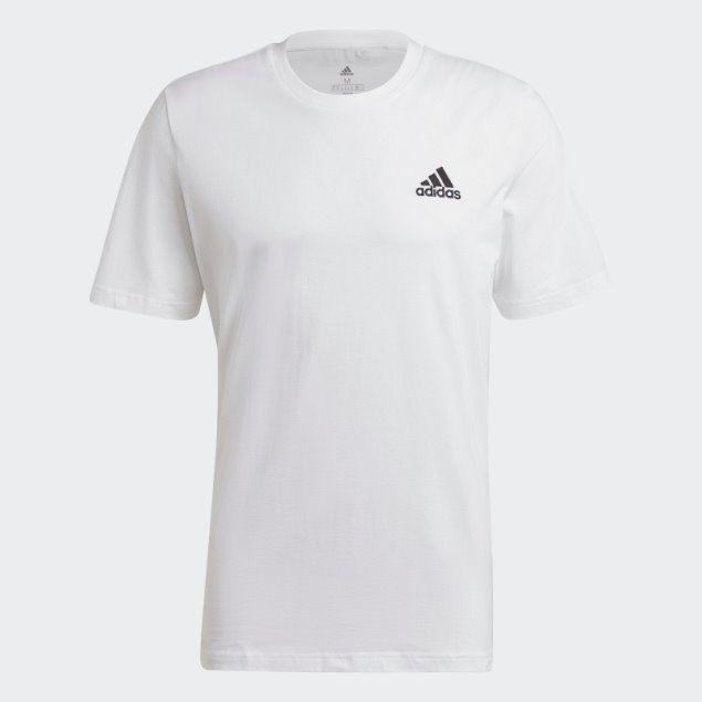 Camiseta Blanca Essentials Con Logo Pequeño Bordado Adidas