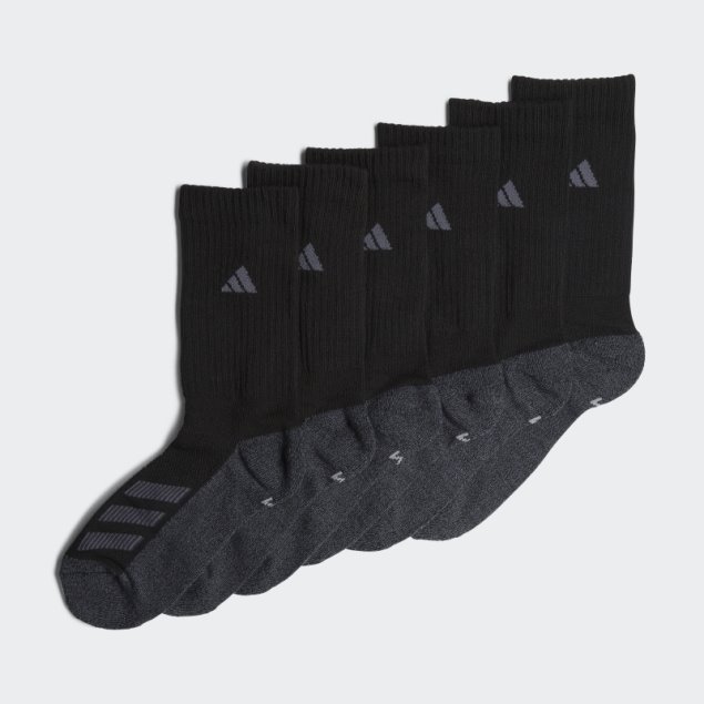 Adidas Calcetines Acolchados Con Rayas Angulares, 6 Pares, Negro