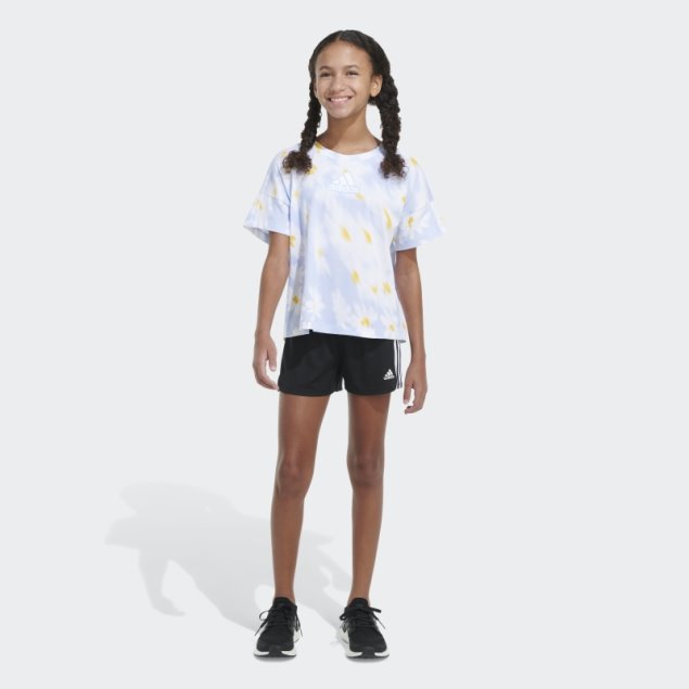 Camiseta Adidas Azul Con Estampado De Adidas Allover