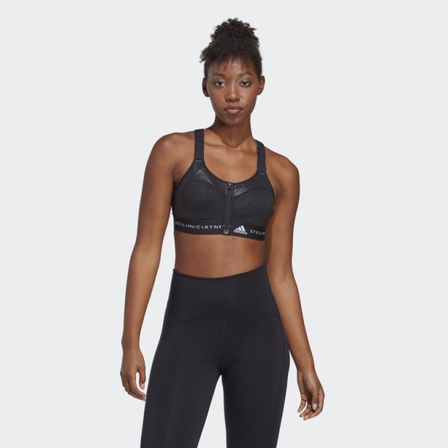 Negro Caliente Adidas By Stella Mccartney Truestrength Post-mastectomy Sujetador Deportivo De Soporte Alto