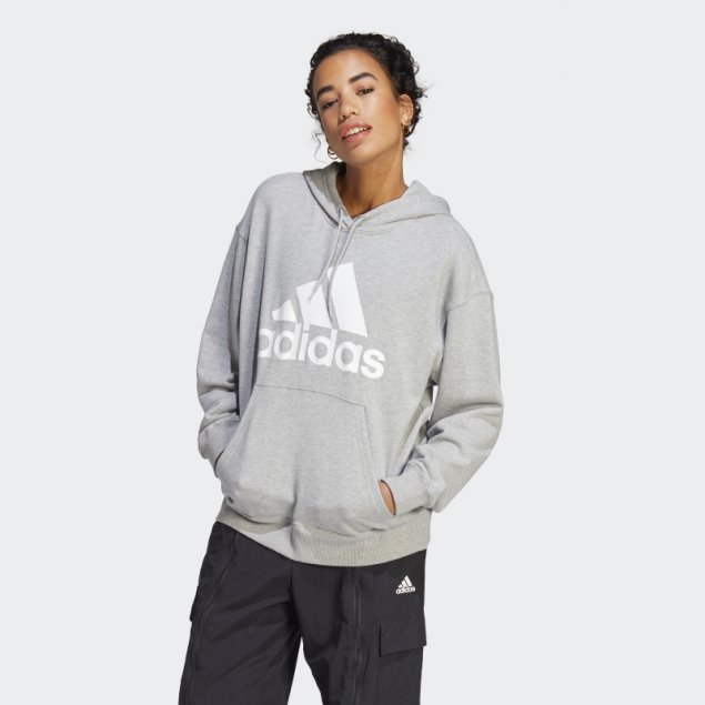 Sudadera Con Capucha Extragrande De Felpa Francesa Con Logo Grande Adidas Essentials Gris Medio