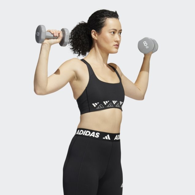 Adidas Powerimpact Training Sujetador De Sujeción Media Con Logo Negro