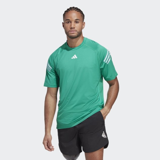 Camiseta De Entrenamiento Con 3 Rayas De Iconos De Tren Verde Corte Adidas