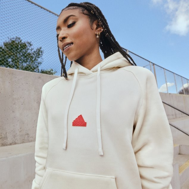 Adidas Sudadera Oversize Blanca Con Capucha