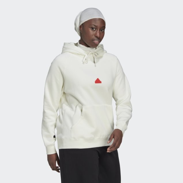 Adidas Sudadera Oversize Blanca Con Capucha