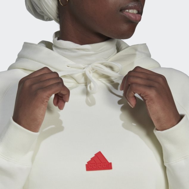 Adidas Sudadera Oversize Blanca Con Capucha