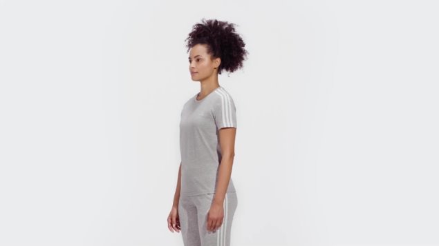 Camiseta Adidas Essentials Slim 3 Rayas Gris Medio