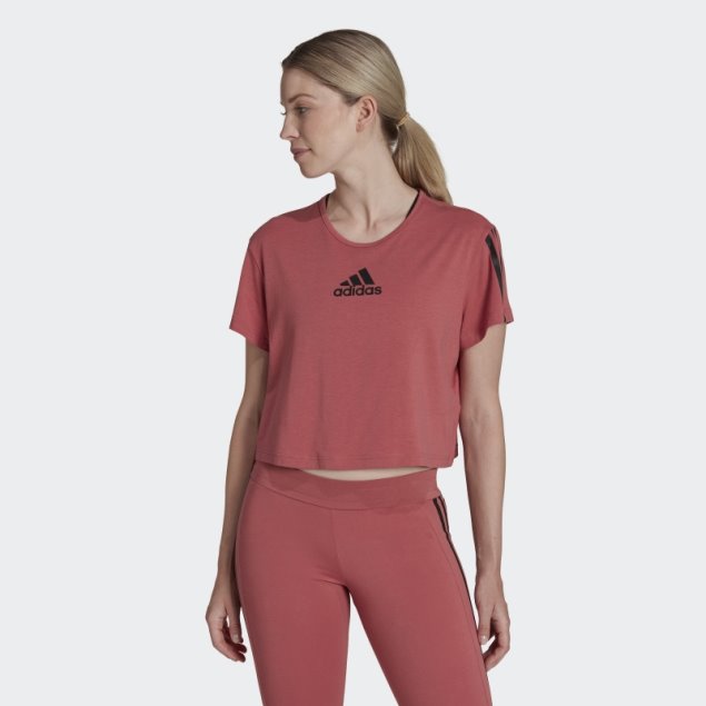 Rojo Adidas Aeroready Hecho Para Entrenar Crop Sport Tee Fashion