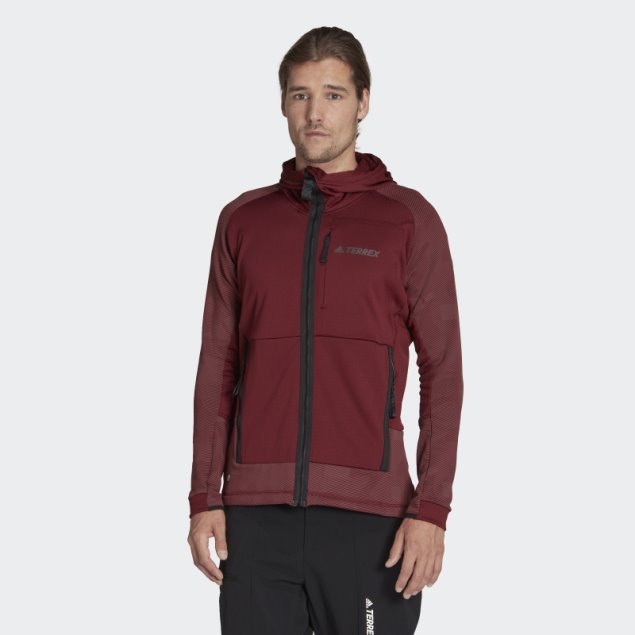 Adidas Terrex Tech Fleece Hooded Senderismo Chaqueta De Lana Roja
