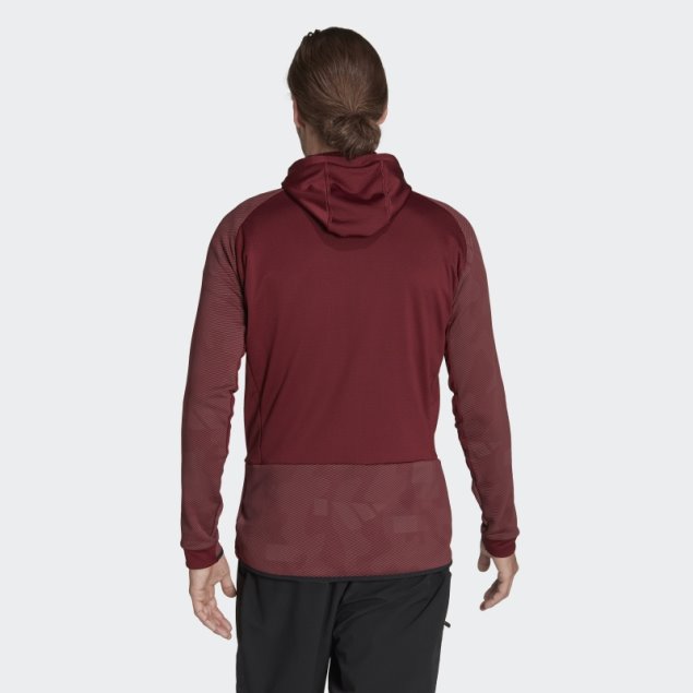 Adidas Terrex Tech Fleece Hooded Senderismo Chaqueta De Lana Roja