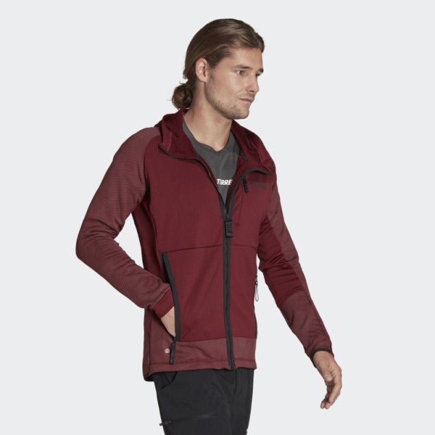 Adidas Terrex Tech Fleece Hooded Senderismo Chaqueta De Lana Roja