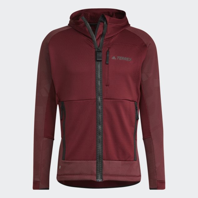 Adidas Terrex Tech Fleece Hooded Senderismo Chaqueta De Lana Roja