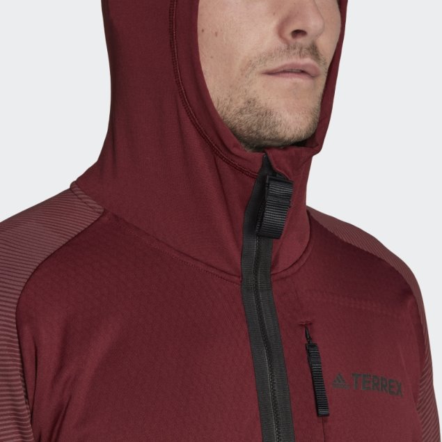 Adidas Terrex Tech Fleece Hooded Senderismo Chaqueta De Lana Roja