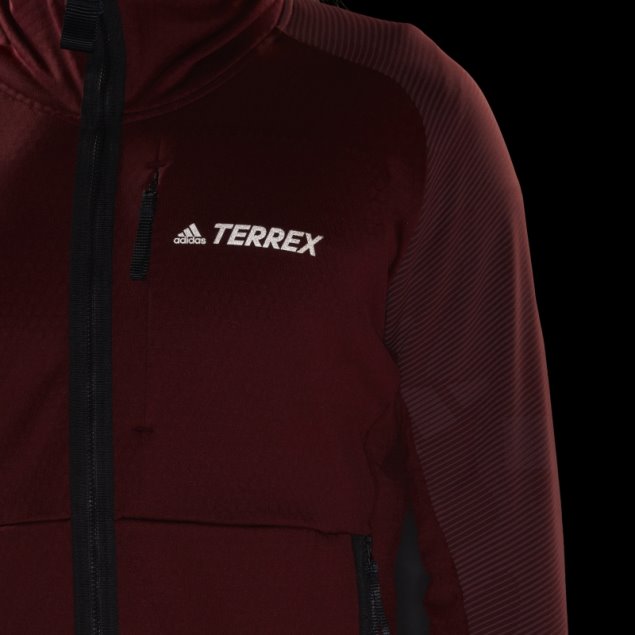Adidas Terrex Tech Fleece Hooded Senderismo Chaqueta De Lana Roja
