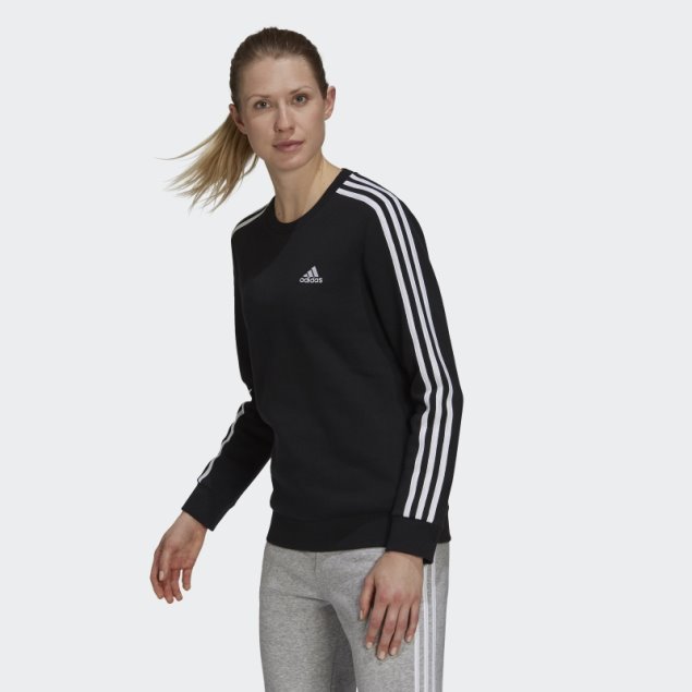 Sudadera Essentials De Forro Polar Con 3 Rayas Negro Adidas