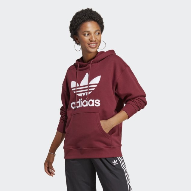 Sudadera Con Capucha Roja Adidas Trefoil