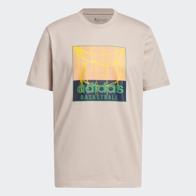 Camiseta Gris Pardo Con Gráfico De Red De Cadena De Adidas