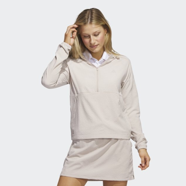Sudadera Con Capucha De Golf De Seersucker Con Cremallera De 1/4 Gris Pardo Adidas