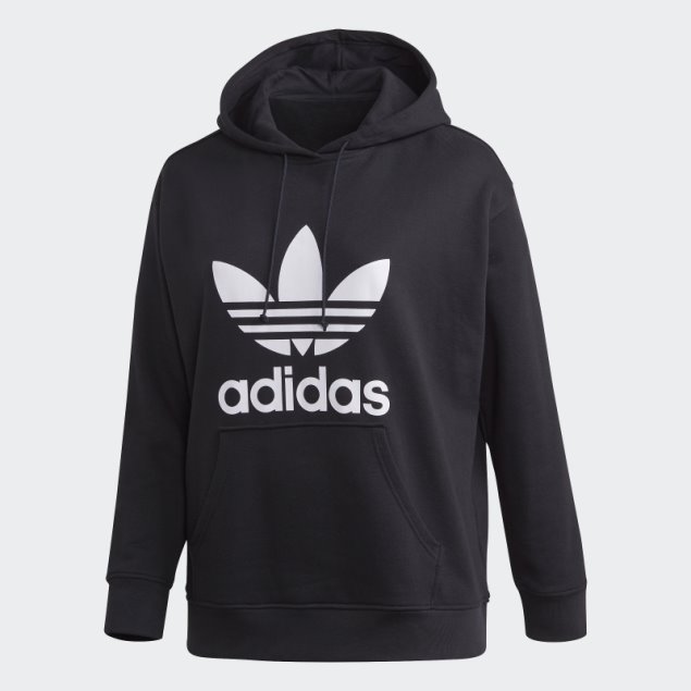 Sudadera Con Capucha Negra Adidas Trefoil (talla Grande)