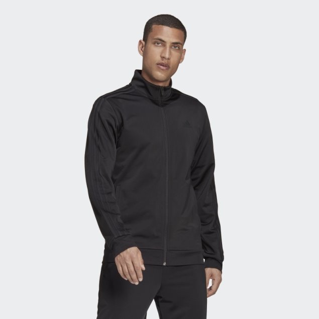 Chaqueta De Chándal De Calentamiento Con 3 Rayas Essentials En Negro Adidas