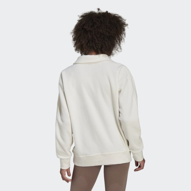 Sudadera Premium Con Cuello En V Y Rizo Blanco Adidas