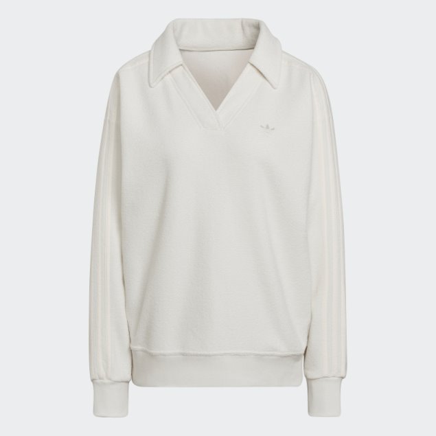 Sudadera Premium Con Cuello En V Y Rizo Blanco Adidas