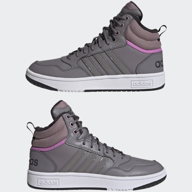 Adidas Trace Hoops 3.0 Zapatos De Baloncesto De Estilo De Vida Medio Gris Con Forro De Piel Clásico Para El Invierno