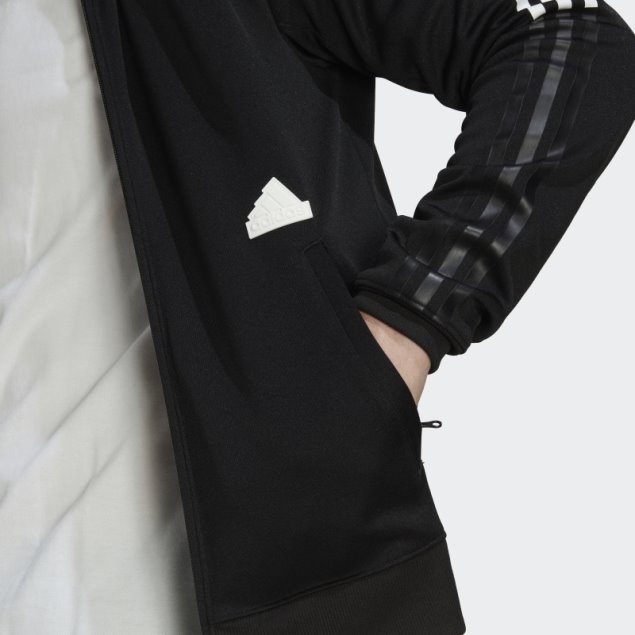 Adidas Camiseta De Chándal Negra Ajustada Con 3 Rayas