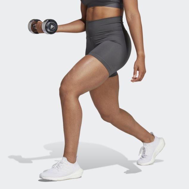 Mallas Cortas De Entrenamiento De Tiro Alto Optime Hyperbright Gris Adidas