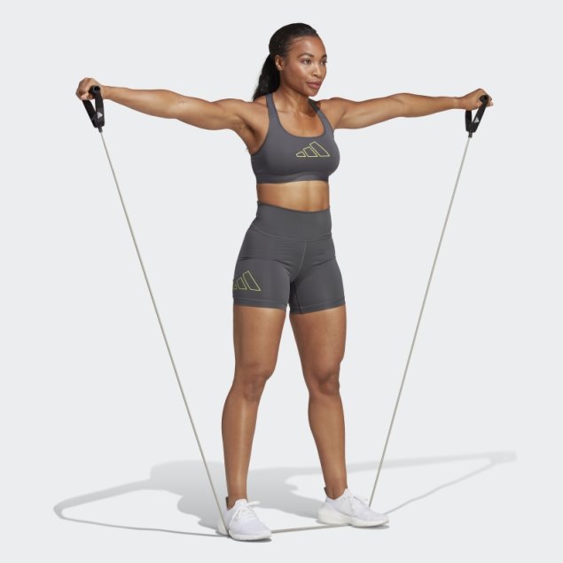 Mallas Cortas De Entrenamiento De Tiro Alto Optime Hyperbright Gris Adidas