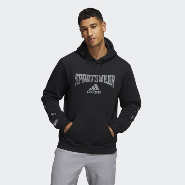 Adidas Sudadera Con Capucha Negra Con Gráfico De Iconos De Futuro Retro Reverso
