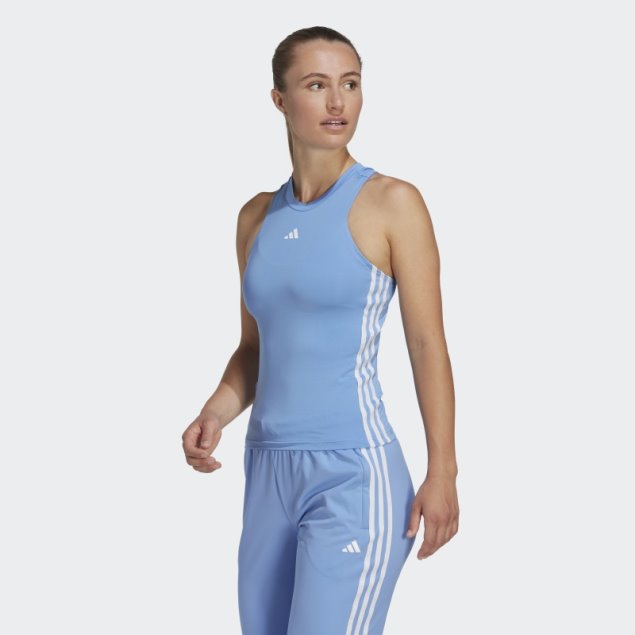 Camiseta Sin Mangas Azul Aeroready Train Essentials Regular 3 Rayas Adidas