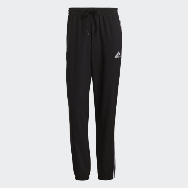Pantalones Adidas Aeroready Essentials Puños Elásticos 3 Rayas Negro