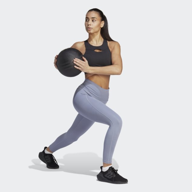 Leggings 7/8 De Talle Alto Con Bolsillo Oculto Violeta Plateado Optime De Adidas