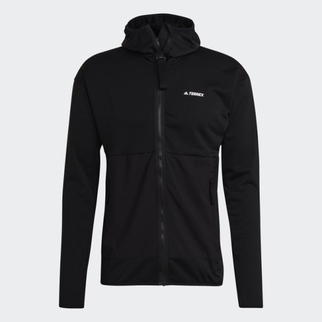Negro Adidas Terrex Tech Flooce Chaqueta Ligera De Senderismo Con Capucha