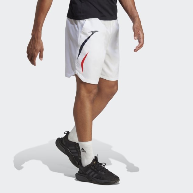 Pantalones Cortos Tejido Colorblock Adidas Blanco