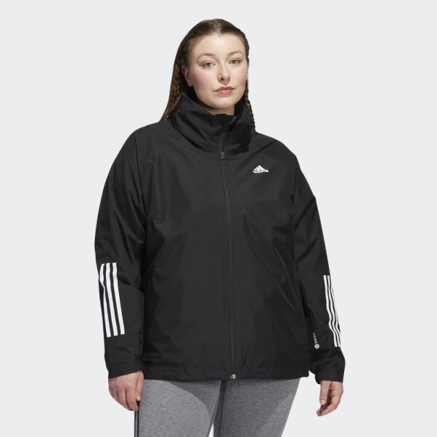 Chaqueta Adidas Bsc 3-stripes Rain.rdy (talla Grande) Negro