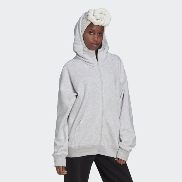 Sudadera Con Capucha Y Cremallera Completa De Felpa Gris Jaspeado Studio Lounge De Adidas