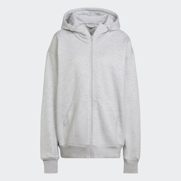 Sudadera Con Capucha Y Cremallera Completa De Felpa Gris Jaspeado Studio Lounge De Adidas
