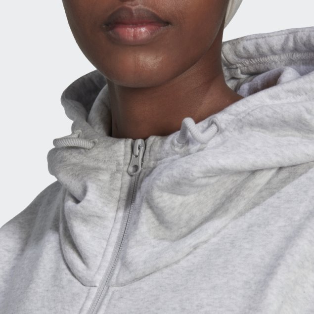 Sudadera Con Capucha Y Cremallera Completa De Felpa Gris Jaspeado Studio Lounge De Adidas