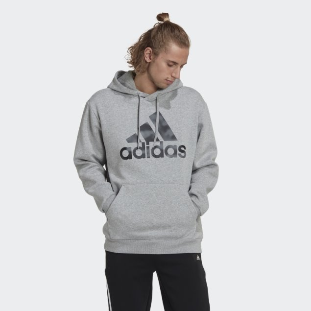 Adidas Sudadera Con Capucha De Felpa Con Estampado De Camuflaje En Gris Medio Adidas