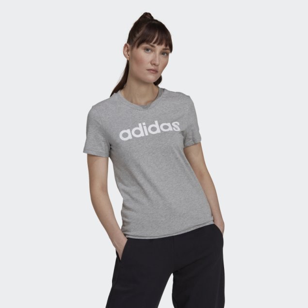 Camiseta Essentials Slim Logo Gris Medio Adidas