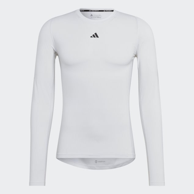 Camiseta De Entrenamiento Techfit Manga Larga Adidas Blanca