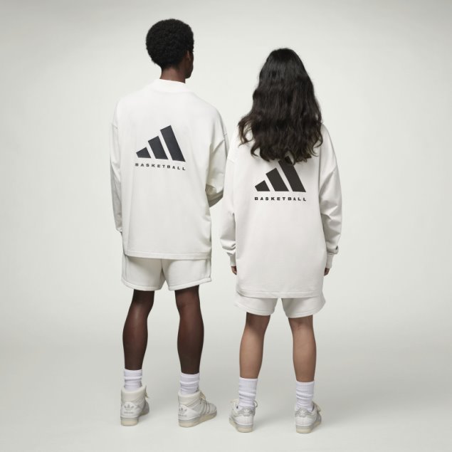 Adidas Camiseta De Manga Larga De Baloncesto Blanco De Moda