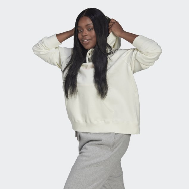 Sudadera Adidas Oversize Con Capucha (tallas Grandes) Blanco