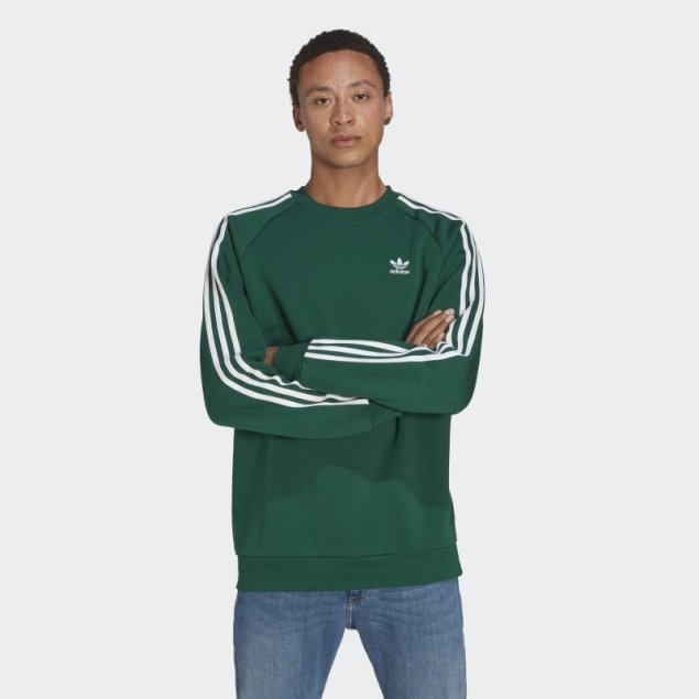 Sudadera Adicolor Classics 3-stripes Crew Adidas Verde Oscuro